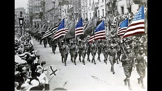 Famous American Military Marches  Footage parades World War I [upl. by Eldnik]