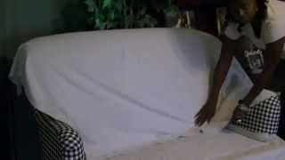 DIY Sofa Slip Cover Easy Tutorial Pt 1 [upl. by Enitsirhc]