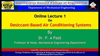 Lecture 6 1 Desiccant Based Air Conditioning Systems [upl. by Nomannic]