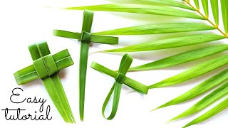 How to fold a PALM LEAF CROSS Easy Tutorial [upl. by Auqinu395]