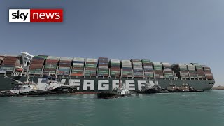 Suez Canal Extra tugs brought in to remove ship [upl. by Carlina]